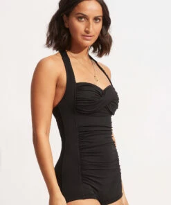 Discount 😍 Seafolly Ladies Seafolly Collective Boyleg One Piece Black 👏 -Seafolly Sales Shop 10316 942 Black 4