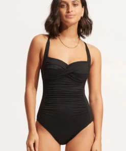 Coupon 🤩 Seafolly Ladies Seafolly Collective Twist Halter One Piece Black ❤️