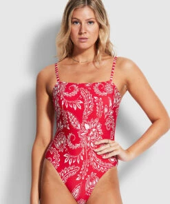 Wholesale π Seafolly Ladies Folklore Tube One Piece Chilli red βοΈ
