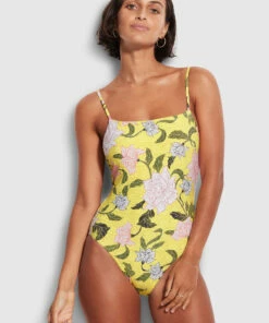 Wholesale π Seafolly Ladies Boheme Square Neck Maillot Lime light π