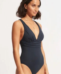 Hot Sale 🤩 Seafolly Ladies Seafolly Collective Cross Back One Piece True navy 😀 -Seafolly Sales Shop 10950 942 True2520Navy 3