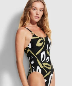 Cheap 🧨 Seafolly Ladies Laguna Ring Maillot Black 😍 -Seafolly Sales Shop 10969 893 Black 4