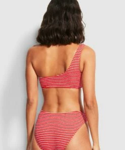 Best Pirce 🧨 Seafolly Ladies Seaside Stripe One Shoulder One Piece Chilli red 👍 -Seafolly Sales Shop 11012 894 Chilli2520Red 4