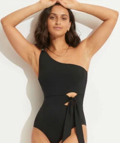 Brand new ⭐ Seafolly Ladies Seafolly Collective Tie Waist One Piece Black 👍 -Seafolly Sales Shop 11027 942 Black 3