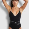 Buy 😀 Seafolly Ladies Active V Neck Maillot Black 🎉