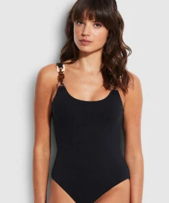 New ⭐ Seafolly Ladies Belize Scoop Back One Piece Black ⌛