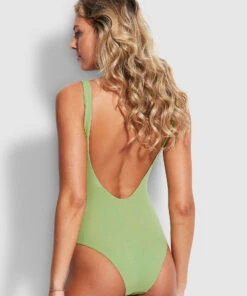 Budget 🔔 Seafolly Ladies Belize Scoop Back One Piece Green tea 🎁 -Seafolly Sales Shop 11034 927 Green2520Tea 5