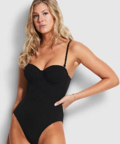 Budget ❤️ Seafolly Ladies Riviera Bustier Bra One piece Black ✔️