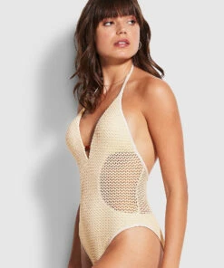 Best reviews of 🔔 Seafolly Ladies Dreamcatcher Halter One Piece Ecru 🤩 -Seafolly Sales Shop 11043 930 Ecru 3