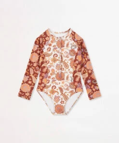 Cheap 🤩 Seafolly Girls Retro Girls Long Sleeve Paddlesuit Paisley ✔️