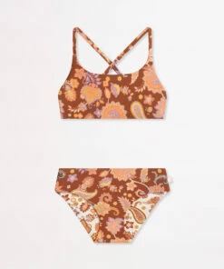 Discount 🎉 Seafolly Girls Retro Girls Reversible 👙 Bikini Set Paisley ✔️