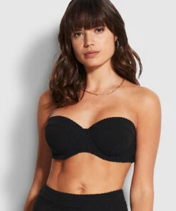 Best Sale 🧨 Seafolly Ladies Riviera Bustier Bra Black 🤩