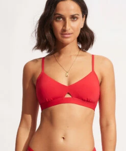 Deals 𧨠Seafolly Ladies Seafolly Collective Hybrid Bralette Chilli red π
