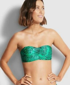 Flash Sale π Seafolly Ladies Wild Ones Bustier Bandeau π Bikini Top Jade β¨