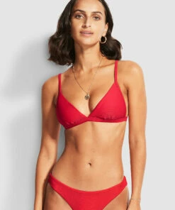 Deals ✔️ Seafolly Essentials Fix Tri Bra Chilli 🤩