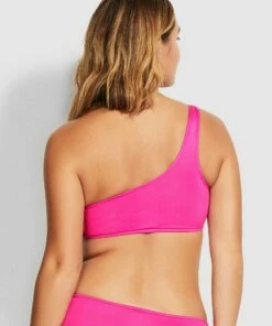 Best Sale 🎁 Seafolly Active One Shoulder Bandeau 👙 Bikini Top Ultra pink 😀 -Seafolly Sales Shop 31018 058 Ultra2520Pink 3