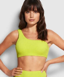 Budget ⌛ Seafolly Ladies Sea Dive One Shoulder Top Wild lime 😀