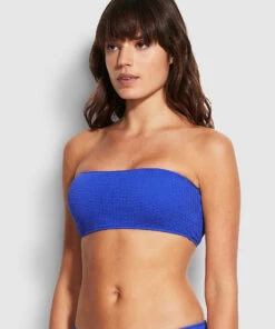 Hot Sale 👍 Seafolly Ladies Sea Dive Tube Top Cobalt 👏 -Seafolly Sales Shop 31034 861 Cobalt 3