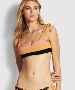 Budget π Seafolly Ladies π Summer Chintz Crochet Bralette π Bikini Top Peach π