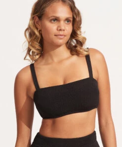 New 😀 Seafolly Ladies Seadive DD Bandeau Bra Black 🔥