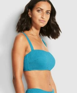Budget 🔥 Seafolly Ladies Seadive DD Bandeau Bra Blue grass 💯 -Seafolly Sales Shop 31206DD861 BlueGrass 3