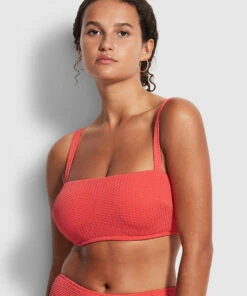 Cheapest 🎁 Seafolly Ladies Seadive DD Bandeau Bra Fiestacoral 😀