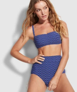 New 🌟 Seafolly Ladies Cleo Bandeau Bra Indigo 😀
