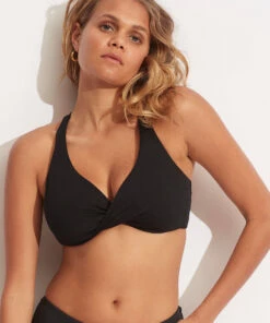 Cheap 🔥 Seafolly Ladies Seafolly Collective Wrap Front F Cup Bra Black ⌛