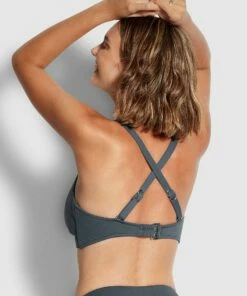 Best Sale ⌛ Seafolly F Cup Cross Front Bra Granite 🔔 -Seafolly Sales Shop 31278F 065 Granite 3
