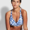 Brand new 🎁 Seafolly Ladies Modern Marina F Cup Cross Front Bra Marina blue 🔥