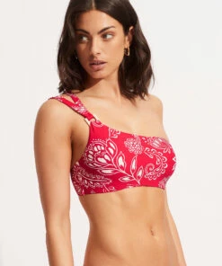 Hot Sale 👍 Seafolly Ladies Folklore One Shoulder Top Chilli red ⌛ -Seafolly Sales Shop 31313 933 Chilli2520Red 3