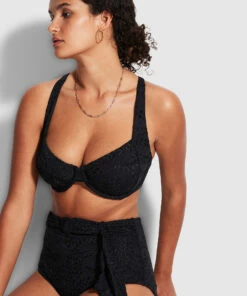 Outlet ❤️ Seafolly Ladies Costa Bella DD Underwire Bra Black ✔️