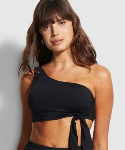 Best reviews of 👏 Seafolly Ladies Active One Shoulder Top Black 👏