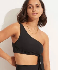 Top 10 ❤️ Seafolly Ladies Seafolly Collective One Shoulder Top Black 🛒 -Seafolly Sales Shop 31342 942 Black 3