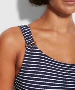 Brand new 🎁 Seafolly Ladies Seaside Stripe One Shoulder Top True navy ✨ -Seafolly Sales Shop 31344 894 True2520Navy 6