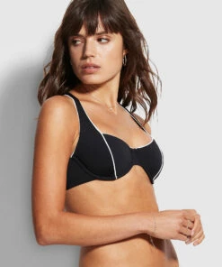 Deals 🎁 Seafolly Ladies Active U/wire Bra Black 💯 -Seafolly Sales Shop 31345 058 Black 3