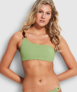 Outlet π― Seafolly Ladies Belize One Shoulder Top Green tea π―