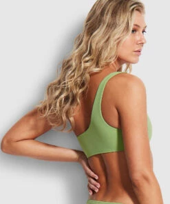 Outlet 💯 Seafolly Ladies Belize One Shoulder Top Green tea 💯 -Seafolly Sales Shop 31364 927 Green2520Tea 4