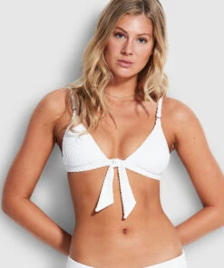 Budget 💯 Seafolly Ladies Riviera Fixed Tri Top White 😀