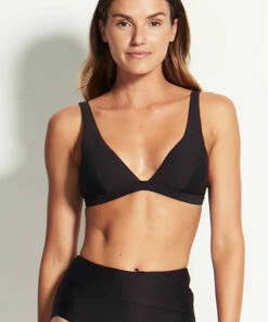 Flash Sale 👏 Miléa Mini Rib D Cup Fixed Tri 👙 Bikini Top Nero 🤩