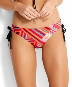 Best Sale 🛒 Seafolly Ladies Desert Tribe Loop Tie Side Hipster 👙 Bikini Pant Flame ✔️