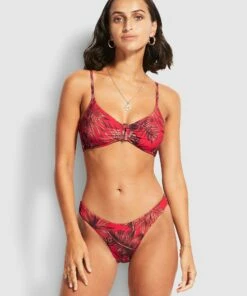 Promo 🔔 Seafolly Ladies Tahiti High Cut 👙 Bikini Pants Chilli red 🧨