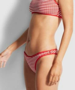 Discount 🧨 Seafolly Ladies Check In High Cut 👙 Bikini Pants Chilli 😀 -Seafolly Sales Shop 40305 858 Chilli 4