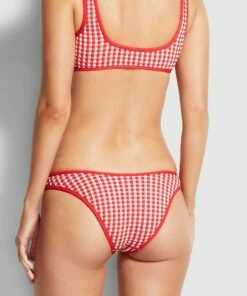 Discount 🧨 Seafolly Ladies Check In High Cut 👙 Bikini Pants Chilli 😀 -Seafolly Sales Shop 40305 858 Chilli 5