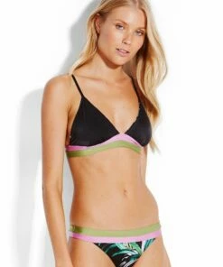 New 🌟 Seafolly Ladies Las Palmas Banded Brazilian 👙 Bikini Pants Black ✔️