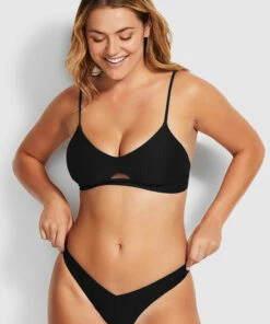 Wholesale 𧨠Seafolly Ladies La Luna Retro V Front π Bikini Pants Black π