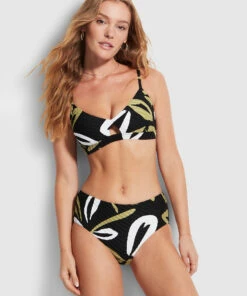 Flash Sale 💯 Seafolly Ladies Laguna Wide Side Retro Black 😍