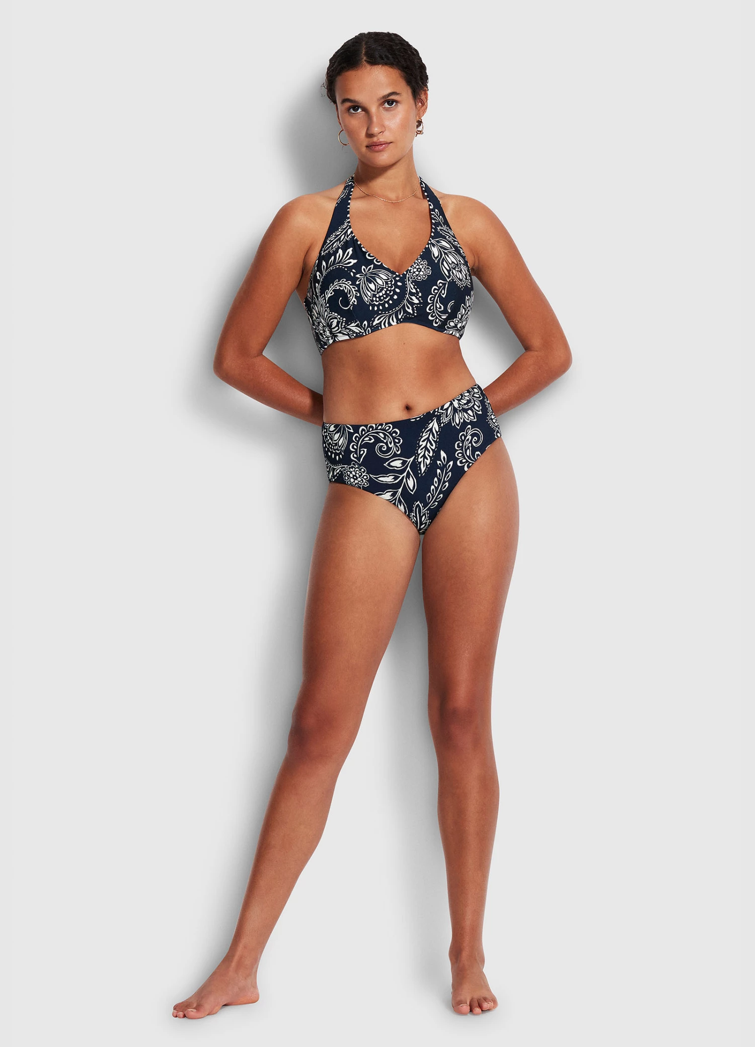 New π Seafolly Ladies Folklore Wide Side Retro Pant True navy 𧨠1 New π Seafolly Ladies Folklore Wide Side Retro Pant True navy π§¨
