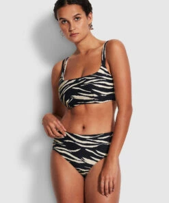 Flash Sale 🌟 Seafolly Ladies Skin Deep Wide Side Retro Pant Black ❤️