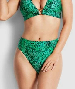 Best Pirce 🎉 Seafolly Ladies Wild Ones High Rise 👙 Bikini Pants Jade 👍 -Seafolly Sales Shop 40609 855 Jade 3
